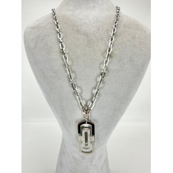 Gümüş Taşlı Uzun Kolye